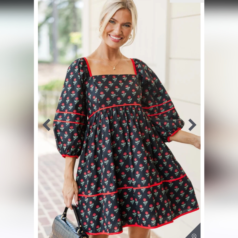 Entro Floral Black & Red Dress